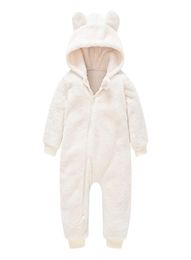 Infant Newborn Baby Clothes Faux Fur Coat Rompers For Girls Boys Bear Winter Warm Thick Snowsuit Hooded Thickened Coat Jumpsuit 202827743