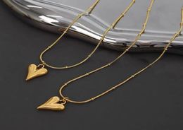 Never Fading Stainless Steel Simple heart Pendant Necklaces Gold Plated Classic Style Logo Printed Women Designer Jewelry4941615