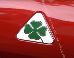 1 Pair Aluminium Fender Decoration Stickers Four Leafs Clover For Alfa Romoe Giulia Stelvio Exterior Stickers Car Accessories9916577