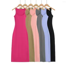 Casual Dresses Summer For Women 2024 Sexy Party Dress Midi Bodycon Black Elegant Transparent Camisole Pink