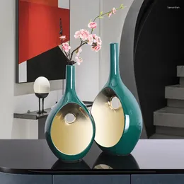 Vases Modern Light Luxury Ceramic Vase Living Room Dried Flower Arrangement Accessories Desktop Home Decoration Gifts