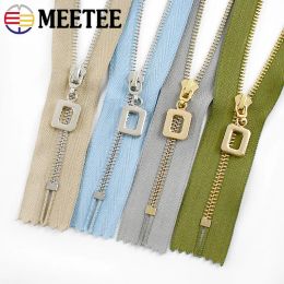 Meetee 4Pcs 15-30cm 3# Metal Zipper Gold Silver Teeth Close-end Zips for Bag Clothes Jacket Pocket Repair Kit Sewing Accessories