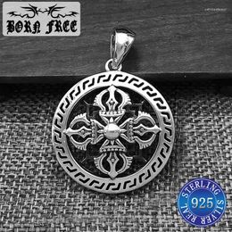 Pendant Necklaces 925 Sterling Silver Buddhism Vajra Pestle Vintage Necklace Trendy Jewellery Making Fashion Tibetan Accessories