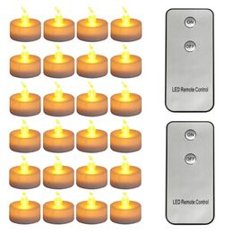 Luzes de chá sem chamas LED Velas LED com bateria de controle remoto Operado por bateria Electronics Tealights para casamentos em casa Decors de Natal 240412