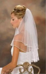 Cheapest 2019 Real Sample Stock 2 Layer White Ivory Satin Edge Wedding Veils For Wedding Dresses Gowns Bridal Accessories7937809