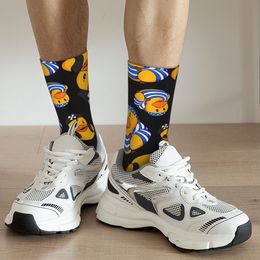 Funny Happy Sock for Men Pirate Rubber Ducks Harajuku Rubber Duck Breathable Pattern Printed Crew Sock Casual Gift