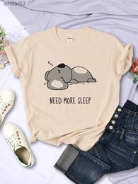 Women's T-Shirt Need More Sleep Cartoons Bear Women T-Shirt Street Plus Size Top Fashion Hip Hop Casual Clothing Personality Female Short SleeveL2403