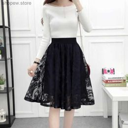 Skirts Summer Fashion Korean Version Butterfly Flowers Maple Leaf Harajuku Wild Lace Mesh A-line High Waist Female Skirt