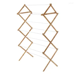 Hangers Mainstays Space-Saving Collapsible Bamboo Laundry Drying Rack