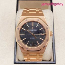 Popular AP Wrist Watch Royal Oak Series 15400OR.OO.1220OR.01 Rose Gold Black Plate Mens Fashion Casual Watch