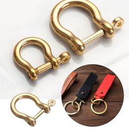 1Pcs D Bow Staples Shackle Solid Brass Carabiner Fob Key Ring Keychain Hook Screw Joint Connector Buckles