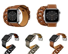 Strap for Watch 1/2/3/4/5/6/SE/7 Generation Premium Leather Business Double Tour Bracelet iWatch (40mm 44mm)1265922