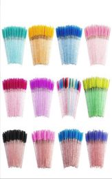 Makeup brushes White Crystal Glitter Eyelash Mascara Wands Mini Colorful Eye Lashes Spoolie Brush Eyebrow Comb Beauty Tools9629024