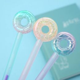 Pens 12Pcs/Bulk Creative Rainbow Glitter Pens Donut Cute School Funny Colored Ink Pen Crystal Kawaii Ballpoint Kawai Stationery Thing