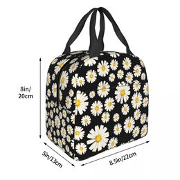 Beautiful Flower Daisy Lunch Bag Chamomile Floral Portable Cooler Thermal Insulated Bento Box For Women Children Food Picnic Bag