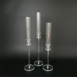 Candle Holders 1 Set 3 Pieces Of Acrylic Candlestick Center Decoration Road Lead Wedding Props Christmas Decora290L