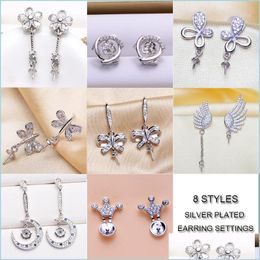 Jewellery Settings Fashion Pearl Earrings Sliver 8 Styles Diy Stud Christmas Wedding Gift Drop Delivery Dhgarden Dhchk