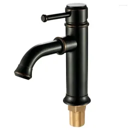 Bathroom Sink Faucets Brass Black Vintage Brushed And Cold Mixing Faucet European Single Handle Washbasin Tap Kitchen Art Bibcock