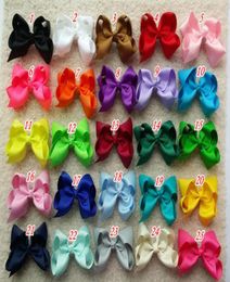 4 inch 160 pcslot BOWKNOT Girl hair bow Toddler hair bows Baby hair bows Grosgrain ribbon hairbow Double Alligator clip in stoc7041005