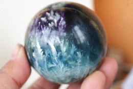 Decorative Figurines 400g Natural Beautiful Iridescence Fluorite Crysta Ball Sphere Healing A11