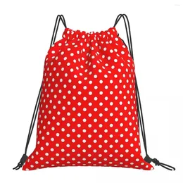 Backpack POLKA DOTS RED Backpacks Fashion Portable Drawstring Bags Bundle Pocket Sports Bag BookBag For Travel Students