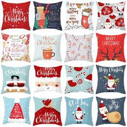 Pillow 3pcs/lot 45 45cm Christmas Theme Cartoon Santa's Elk Warm Soft Fabric Pilloe Home Decoration Office Sofa Back