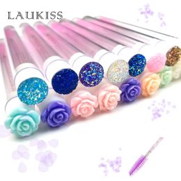 Kits 50Pcs Eyelash Brush Tube Eyebrow Brush Tube Makeup Tool Eyelash Brush Storage Reusable Diamond Or Flower Head