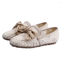 Casual Shoes 2024 Est Summer Lace Flat Women Bow Ballet Flats Lady Slip On Loafers Cloth Hollow Breathable Air Mesh Large