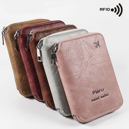 New Passport Cover Credit ID Card Holder Wallet PU Leather Zipper Passport Holder Waterproof Card Protector Travel Accessory