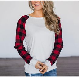 Plaid Top Autumn Spring T Shirt Women Long Sleeve Tops Tee Shirts Female Raglan Sleeve Tshirt White Black Tees Casual Top 2xl2244578