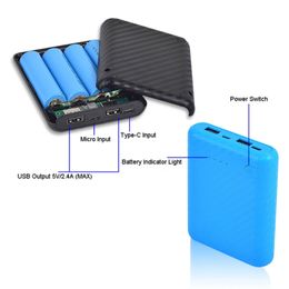 DIY Power Bank Box 4x18650 Battery Outer Case Shells with Multiple Color Choices Battery Not Included 5V/2.1A USB Output