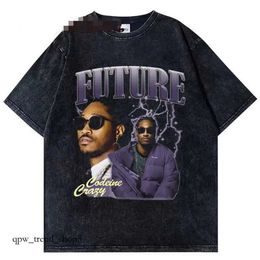 Mens T-Shirts Hip Hop Men Washed T Shirt Future Rapper Graphic Print Black T-Shirt Women Harajuku Vintage 90S Tshirt Summer Short Sleeve Tees J23 612