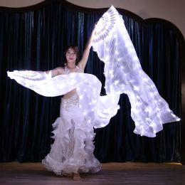 Carnival Led Silk Fan Veil Bellydance Fan Veils Silk LED Light Show White Belly Dance Stage Performance Luminous Fan