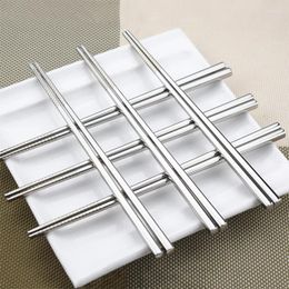 Chopsticks 304 Stainless Steel Chopstick Japanese Korean Chop Stick Set Anti-skid Metal Square Chinese Cutlery Dinnerware