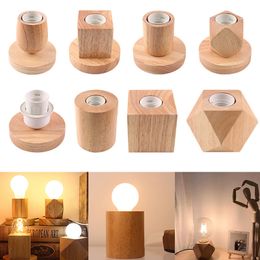 moonlux Solid Wood Table Lamp Base Wooden Lamp Holder With Switch Line Simple Night Light Holder for E27 Screw(No Bulb)