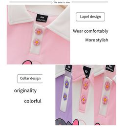 Sanrioed Lapel Hoodie T-Shirt for Girls My Melody Anime Korean Style Kids Lapel Sweatshirts Cute Clothes Sweaters Pullovers Tops