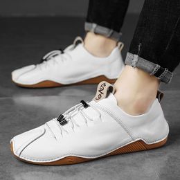 Large Fashion Shoes Versatile Mens Leather Soft Bean Outdoor Driving Leisure Small White Octopus