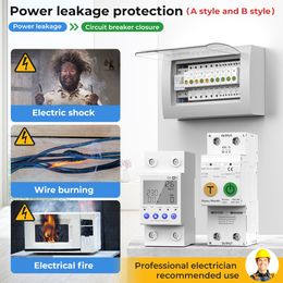 Tuya WiFi Smart Circuit Breaker Over Under Voltage Protector Relay DIN Rail Smart Switch Kwh Energy Metering Leakage Protection