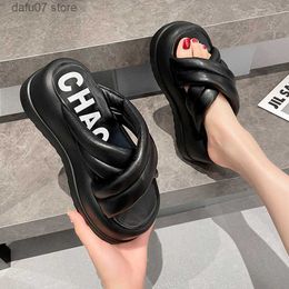 Slippers Internet celebrity thick soled anti slip outer wearing sandals for womens versatile summer fairy style casual fashion soft beach slippers H240412 99