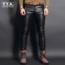 Pants Top New Fashion Pu Leather Mens Pants Trousers Motorcycle Europe Punk Man Slim Fit Trousers Male Trousers Plus Size 2836