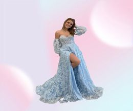 Sweetheart Lilac Long Evening Party Dress Embroidered Butterfly 2022 Robe De Soiree Detachable Sleeves Lavender Prom Dresses Lady 6946361