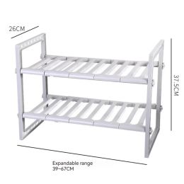 Retractable Kitchen Organiser Shelf Under Sink Storage Rack Holder 2 Tier Adjustable Household Shelf Storage Organiser