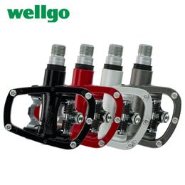 Wellgo Original R120B Aluminium Body Cr-Mo Spindle Sealed Bearing Bicycle Pedal for Road MTB Bike with 98A Cleat Cycling Parts