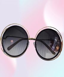 Round Sunglasses CARLINA 114 GOLDTRANSPARENT Brown Shaded women Sun glasses with Case3877354