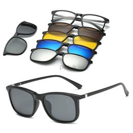 Sunglasses 6 In 1 Custom Men Women Polarized Optical Magnetic Sunglasses Clip Magnet Clip on Sunglasses Clip on Sun Glasses Frame 240412