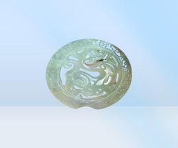 China Xiu Jade Stone Carved Fu foo Dog Lion Amulets longevity Luck Jade pendant4818607