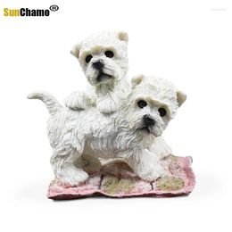Decorative Figurines Fashion Simulation Model West Highland Dogs Miniatures Home Decoration Crafts Murals Furnishing Accessories