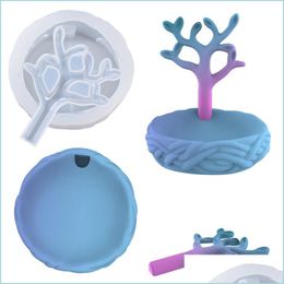 Molds Sile Mini Tree With Stand Holder Epoxy Resin Diy Home Plant Decoration Making Mod Storage Tray Drop Delivery Jewelry Tools Equi Dhvjf