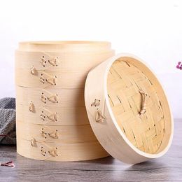Double Boilers Natural Bamboo Steamer Basket Handmade Dumplings Soap Oil Saving Cooking Tray Cover Kitchen Steaming Tool