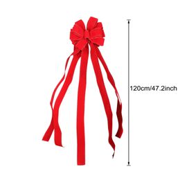 Christmas Tree Wreath Festival Supplies Flocking Party 120cm Pendant Red Large Bow Window Holiday Indoor Outdoor Decorations